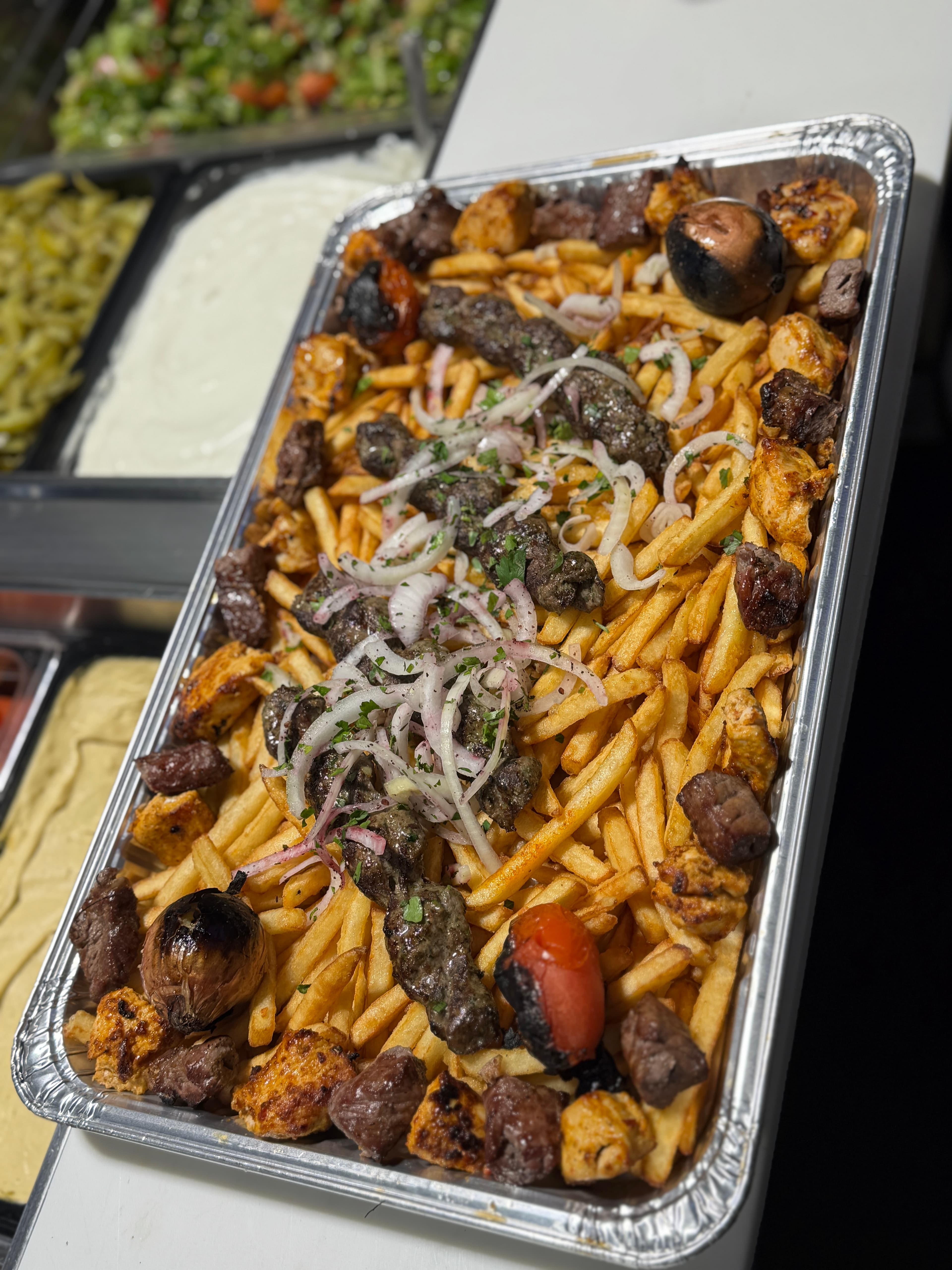 Catering tray of mixed grill